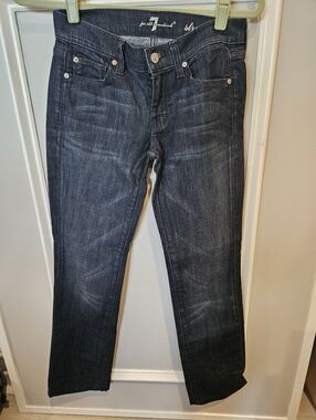 7 For All Mankind Dark Denim straight leg denim Stretch Jeans Size 25